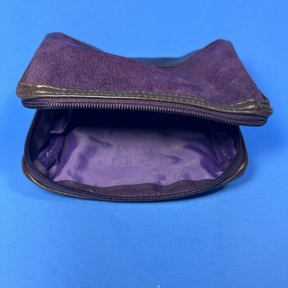 Modella Purple Suede Leather Cosmetic Bag Toiletry Carry All - Picture 7 of 9